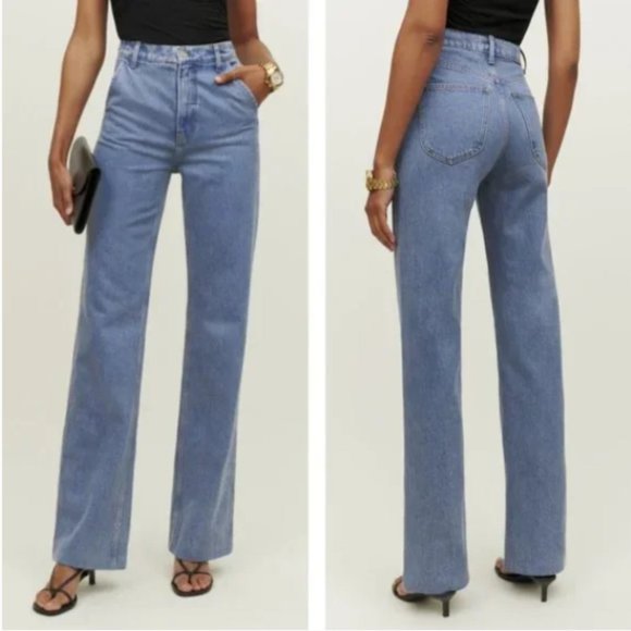 Reformation Denim - New Reformation Jeans Brynn High Rise Wide Leg Trouser Jeans in Oneida Wash